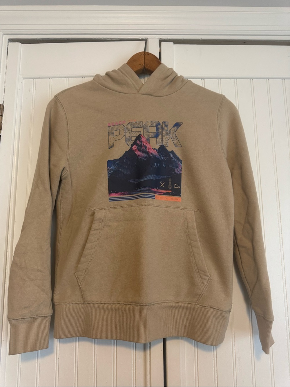 Kids Peak Graphic Hoodie Sweatshirt - Beige